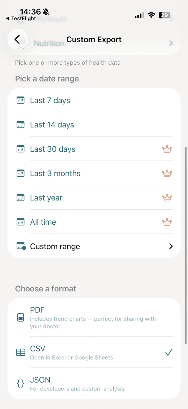vitalina date range picker showing preset options from 7 days to all time