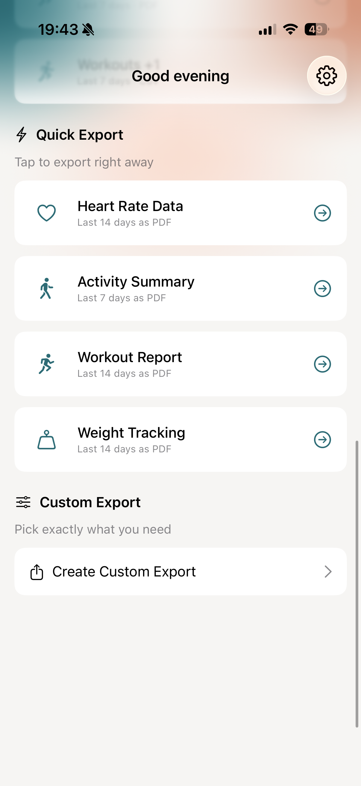 vitalina main screen showing the Blood Pressure for Doctor quick export template